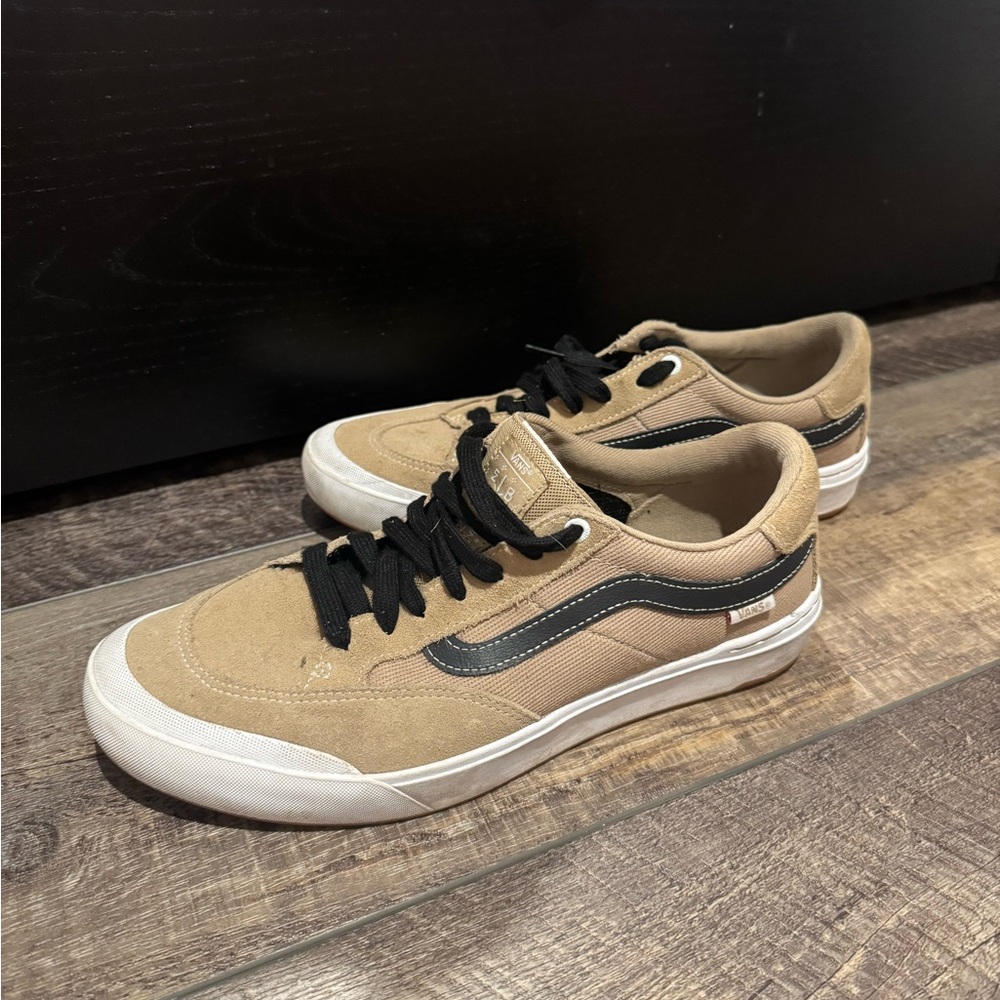 Vans Men's Tan and Black Canvas Sneakers